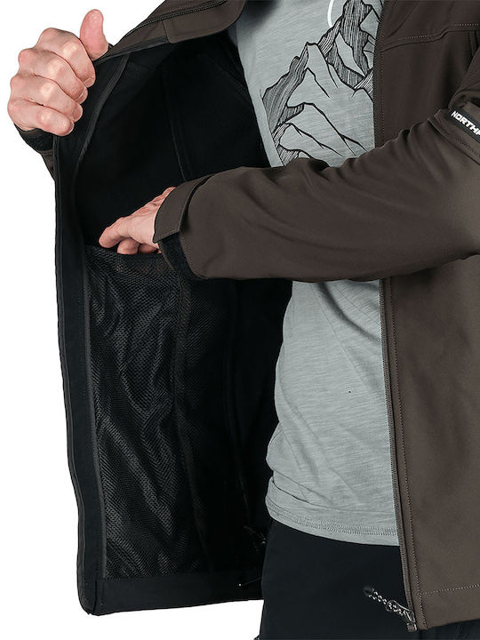 Χειμωνιάτικο Μπουφάν Softshell Αδιάβροχο και Αντιανεμικό Καφέ