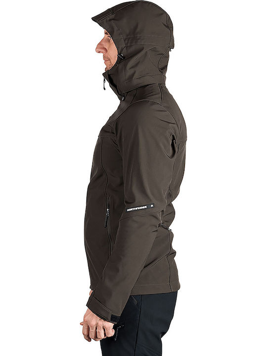 Χειμωνιάτικο Μπουφάν Softshell Αδιάβροχο και Αντιανεμικό Καφέ