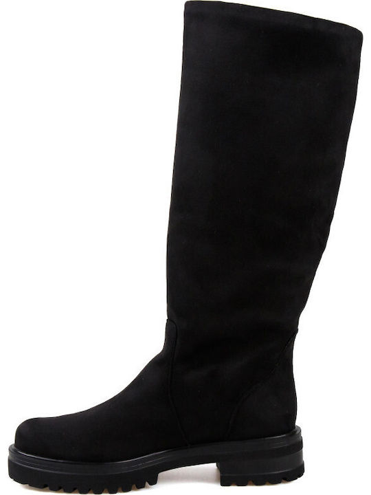 Suede Riding Boots Black
