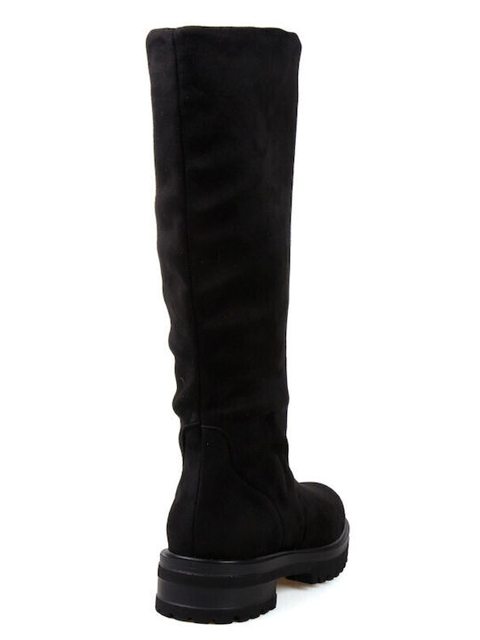 Suede Riding Boots Black