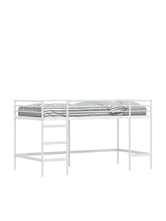 Pat Pentru Copii Loft Bed Single Alb Pentru Saltea 80x201cm