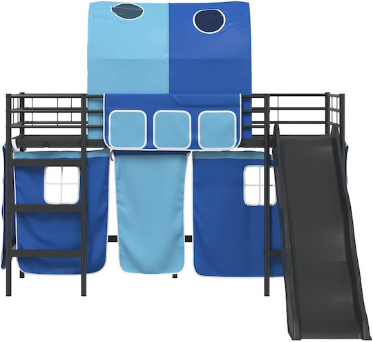 Kinderbett Hochbett Einzeln Schwarz für Matratze 100x190cm