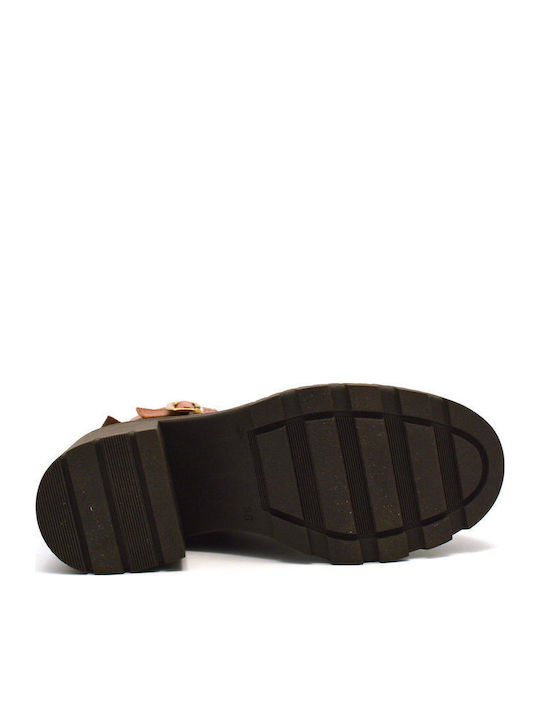 Leder Stiefeletten Damen Tabac Braun