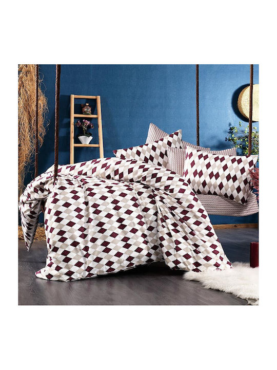 Dimcol Sheet Sets Queen Flannel 220x240cm. Diamond 326 Burgundy 4pcs