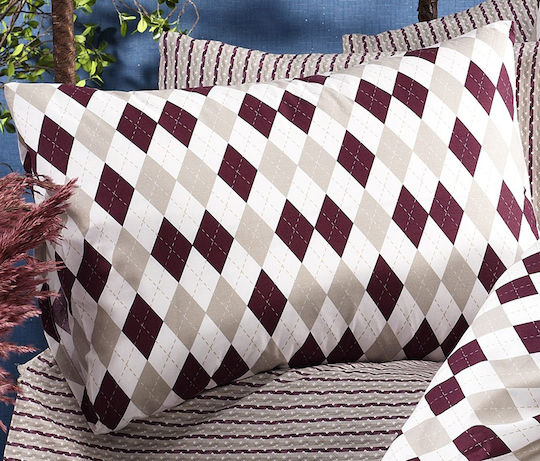 Dimcol Bettwäsche-Set Überdoppel Flanell 220x240cm. Diamond 326 Burgundy 4Stück