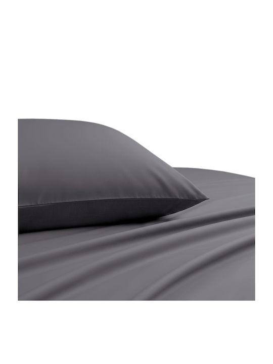 Melinen Lavish Σεντόνι Υπέρδιπλο με Λάστιχο 160x200+35εκ. Dark Grey