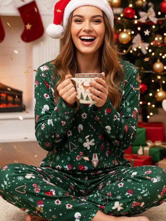 Siyah Inci Winter Women's Pyjama Set Jolly Green, Green