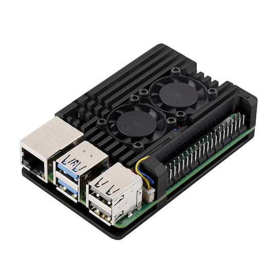 Waveshare Aluminum Case For Raspberry Pi 5 - Dual Cooling Fans