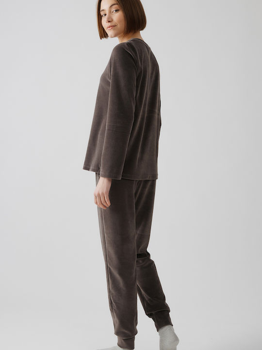 Minerva Winter Women's Pyjama Set Grey Carbon