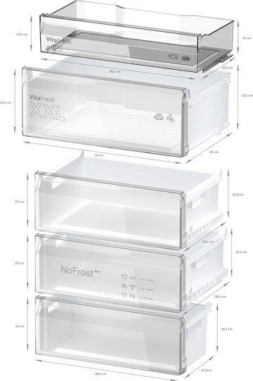 Bosch Ψυγειοκαταψύκτης 440lt Total NoFrost Υ203xΠ70xΒ66.7εκ. Γκρι KGN49OCAF