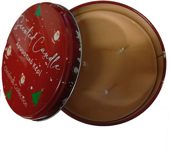 Erycandles Αρωματικό Κερί Μελομακάρονο Μεταλλικό Κουτί 12χ7 Εκ Κόκκινο