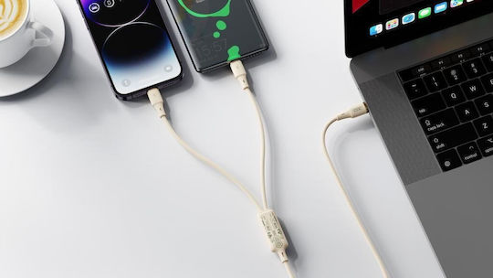 XO USB to Type-C / Lightning 1.2m 3A Cable Beige (7078)