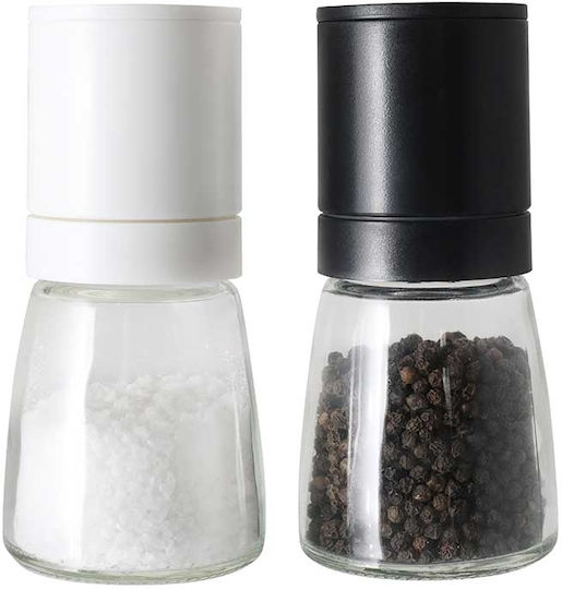 Vialli Design Handbuch Gewürzmühlen Glas in Schwarz Farbe 3Stück