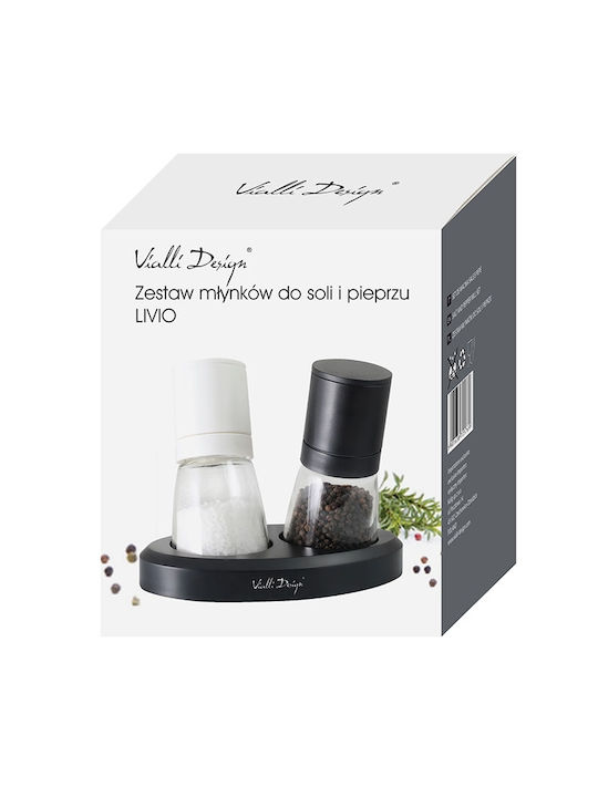 Vialli Design Σετ Χειροκίνητοι Μύλοι Μπαχαρικών από Γυαλί σε Μαύρο Χρώμα 3τμχ