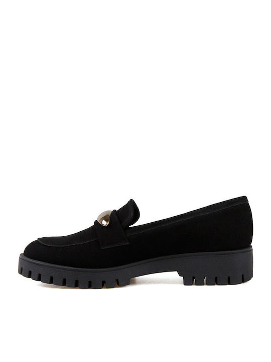 Δερμάτινα Γυναικεία Loafers σε Μαύρο Χρώμα