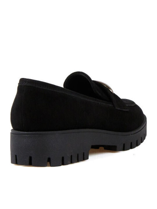 Δερμάτινα Γυναικεία Loafers σε Μαύρο Χρώμα