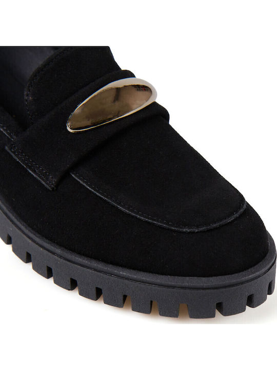 Δερμάτινα Γυναικεία Loafers σε Μαύρο Χρώμα