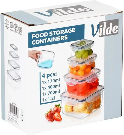 Vilde Set of Transparent Plastic Lunch Boxes 4 Pieces