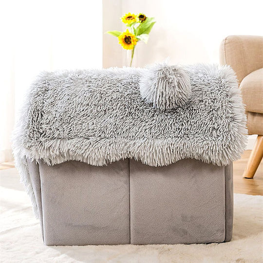 Katzenbett Häuschen Gänseblümchen "Häuschen Kourk" – M44xP36xH39cm – Grau