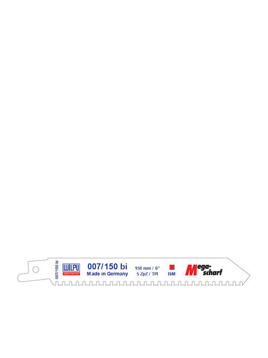 Lama Bi-metal 007/150 Pentru Fierăstrău Pendular Metale Neferoase Oțel Lemn Cuie 5 Bucăți Dim 150 X 19 X 0.9 Mm