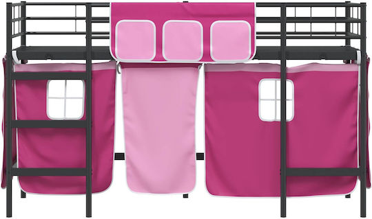 Kinderbett Hochbett Semi-Doppel Schwarz für Matratze 116.5x196cm