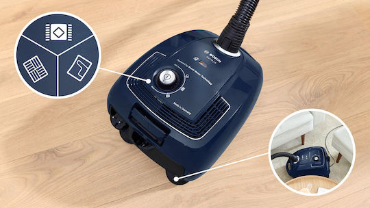 Bosch BGL38BU1 Ηλεκτρική Σκούπα 600W με Σακούλα 4lt Μπλε
