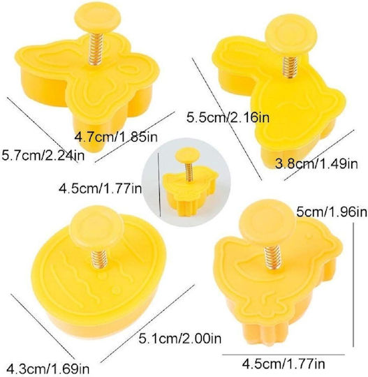 Jup Mold Set *11143-87 8865-20 4 Pieces Bunny Chick Egg Butterfly Yellow