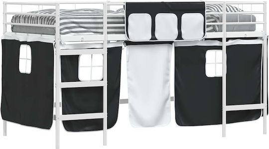 Pat Pentru Copii Loft Bed Semi Dublu Alb Pentru Saltea 116.5x207cm