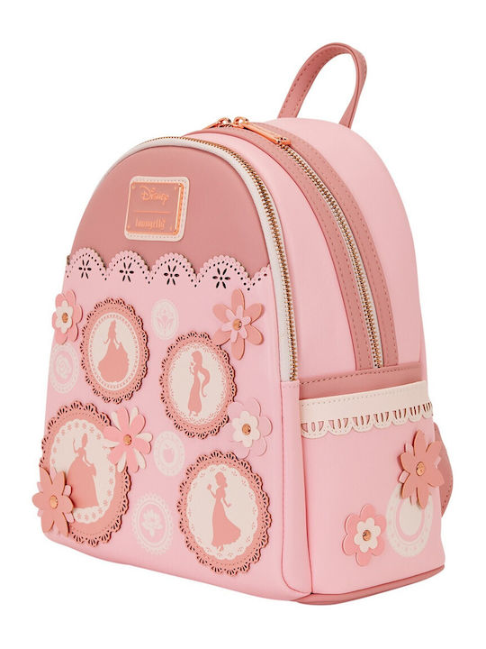 Loungefly Kinder Tasche Rucksack Rosa 26,6x22,8x26,6cm Disney Prinzessinnen Buntglas-Mini Loungefly Kinder Tasche Rucksack Rosa 26,6x22,8x26,6cm Disney Prinzessinnen Buntglas-Mini
