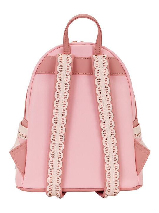 Loungefly Kids Backpack Pink 26.6x22.8x26.6cm Disney Princess Stained Glass Mini