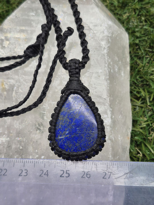 Colier Macrame Lapis Lazuli – Bijuterie Handmade Piatra Semiprețioasă