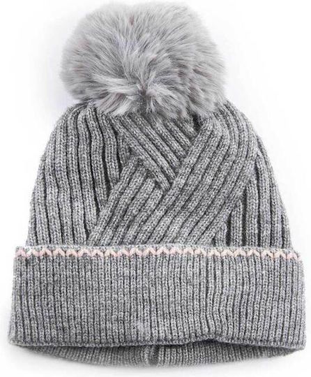 Set with Beanie Knitted in Gray color