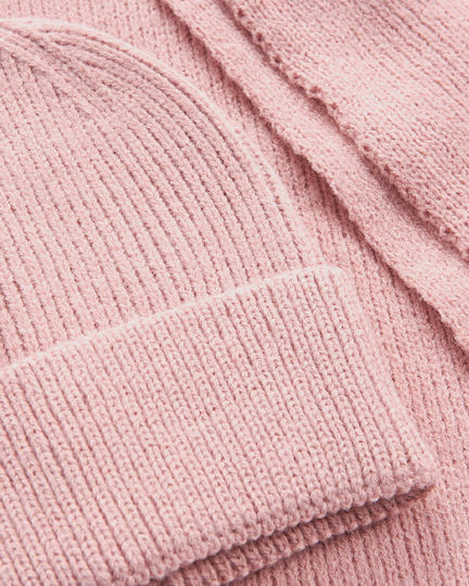 Set with Beanie Knitted in Pink color