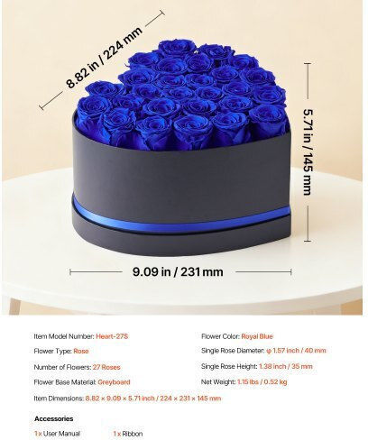 Vevor Forever Flowers 27 Preserved Rose Heart