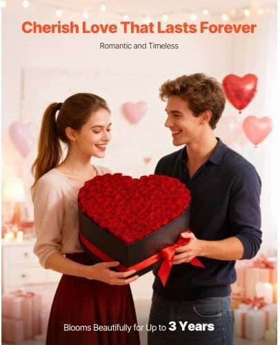 Vevor Αιώνια Τριαντάφυλλα Forever Flowers 100 Διατηρημένα Τριαντάφυλλα Καρδιά