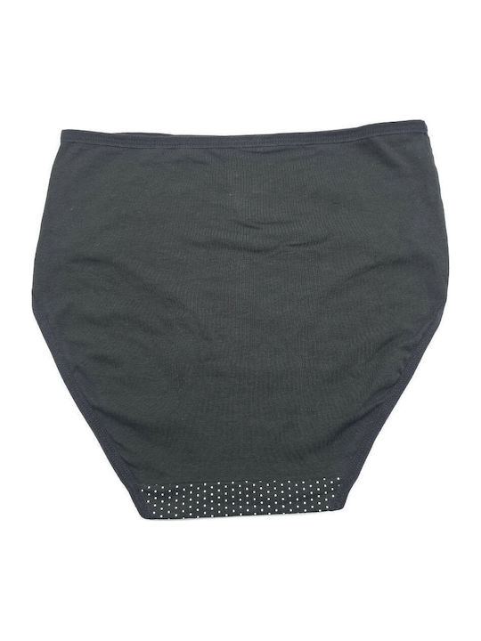 Slip Talie Înaltă Din Bumbac Pentru Femei Cu Dantelă Negru