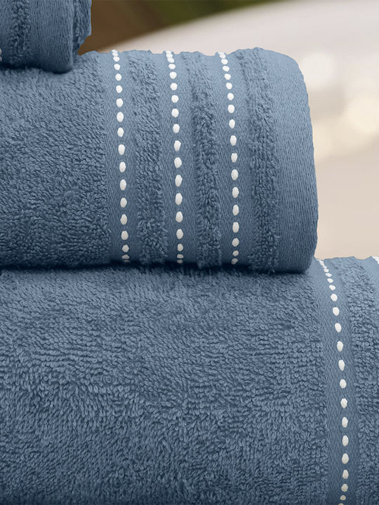 Lino Home Σετ Πετσέτες Μπάνιου 3τμχ Veluva Πετρόλ Βάρους 450gr/m²