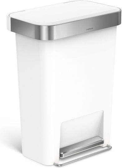 Simplehuman Κάδος Απορριμμάτων από Ανοξείδωτο Ατσάλι με Πεντάλ Λευκός 45lt