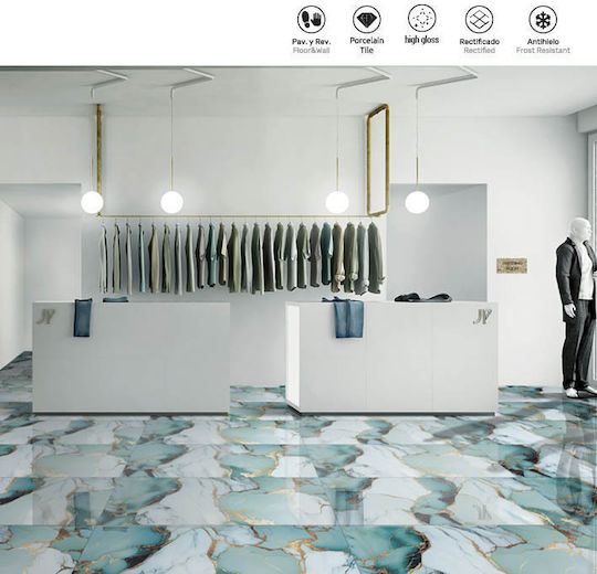 LV Granito Плочка За под На закрито Порцеланов Сияен 120x60см Aqua