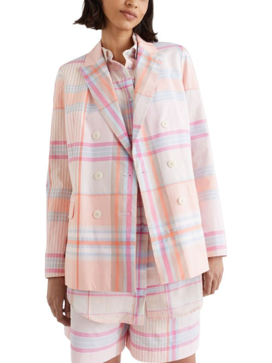 Tommy Hilfiger Madras Women's Double Breasted Blazer Checked