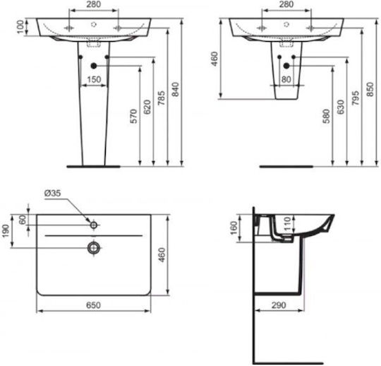 Κολώνα Δαπέδου Νιπτήρα Ideal Standard Connect Air E074901 Λευκή