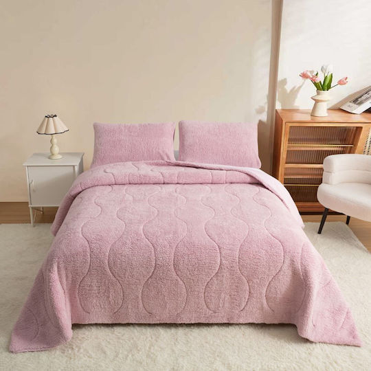 Saray Home Duvet Cover Set Double 200x240cm Softwell Pink 3pcs 300 GSMGsm