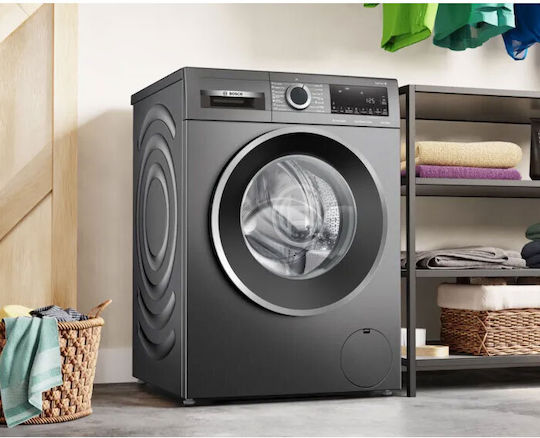 Bosch Mașină de Spălat Rufe 9kg cu Tehnologie cu Abur 1400 Rotiri Asistență Fier Inox WGG244ZREU