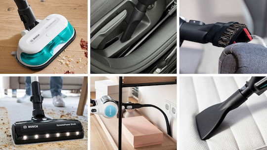 Bosch Unlimited 7 Презареждаща Вертикална Прахосмукачка 2 В 1 Stick И Ръчна 18V Тюркоазена