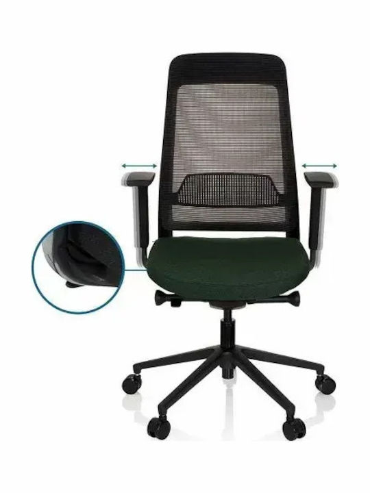 Hjh Оffice Chiaro Офис Стол С Регулируеми Подлакътници Черен/Тъмнозелен
