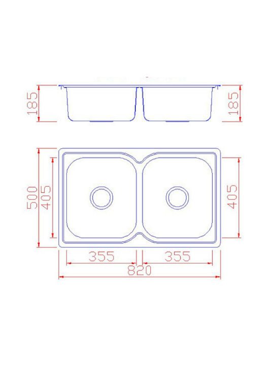ecoSink Ένθετος Νεροχύτης Inox Σατινέ Μ82xΠ50cm Ασημί