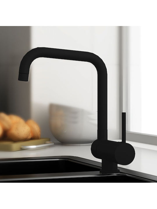 Orabella Nardo Black Matt Tall Counter Kitchen Faucet U-Shaped Black 20142