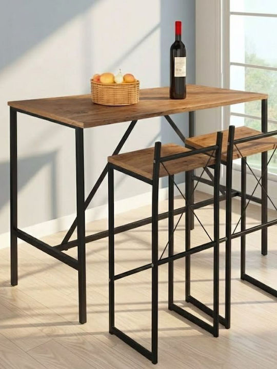 Crego Table Bar Wooden with Metal Frame Black 100x45x89cm