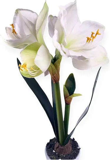 Изкуствено Цвете В Саксия Jup Amaryllis 1851840-a 9236-11 Бяла Керамична Саксия Бяло 48 См