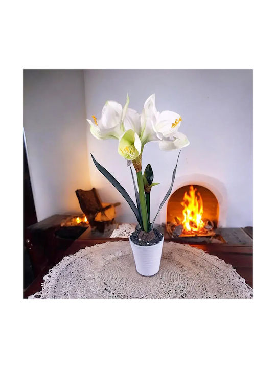 Изкуствено Цвете В Саксия Jup Amaryllis 1851840-a 9236-11 Бяла Керамична Саксия Бяло 48 См